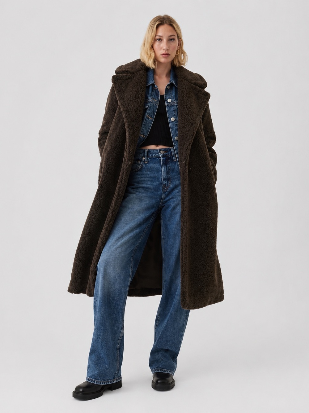 Gap Brown Sherpa Long Coat- Medium